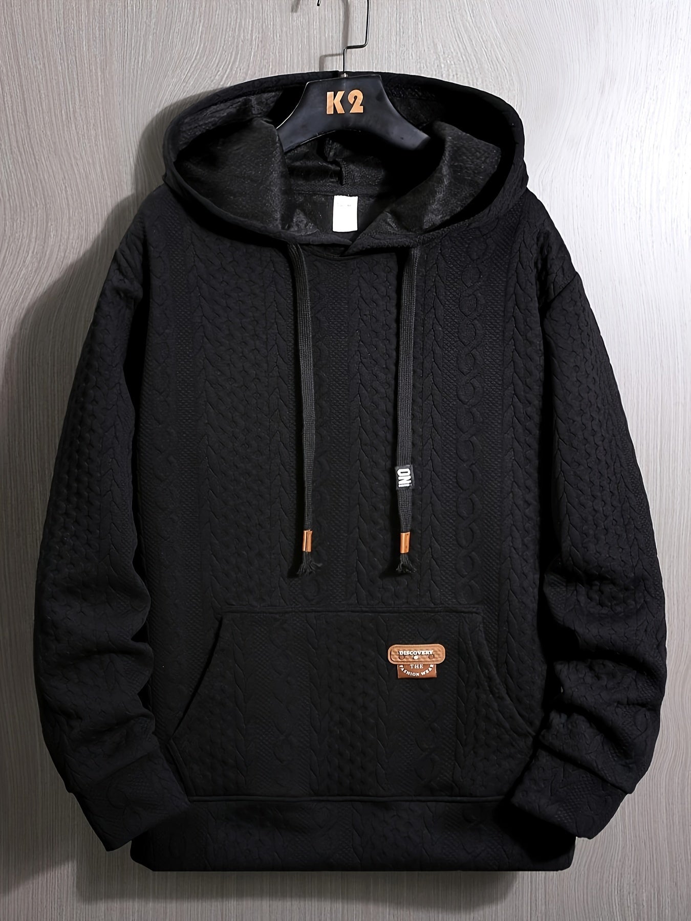 Men's Solid Polyester Hoodie, Long Sleeve, Sports Style