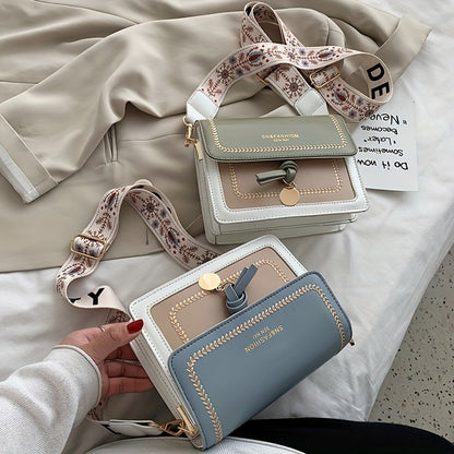 Bolsa de ombro com aba fashion - Bolsa transversal feminina com fivela e alça larga