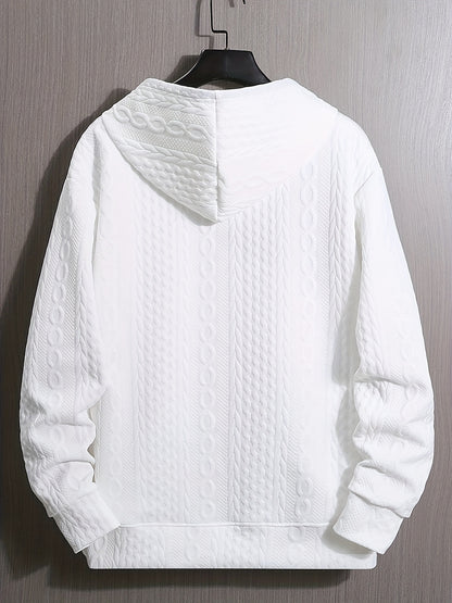 Men's Solid Polyester Hoodie, Long Sleeve, Sports Style