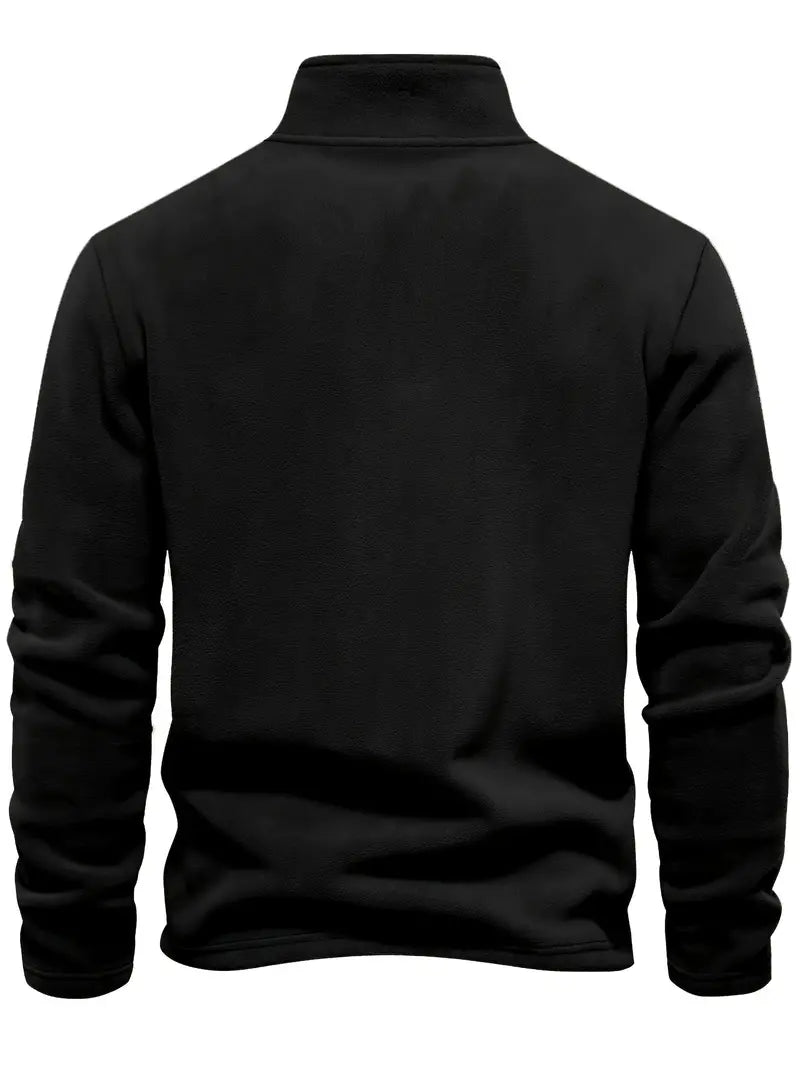 Camisa Henley de lã masculina de outono e inverno - Pulôver com gola alta e meio zíper - Perfeito para clima frio e atividades ao ar livre