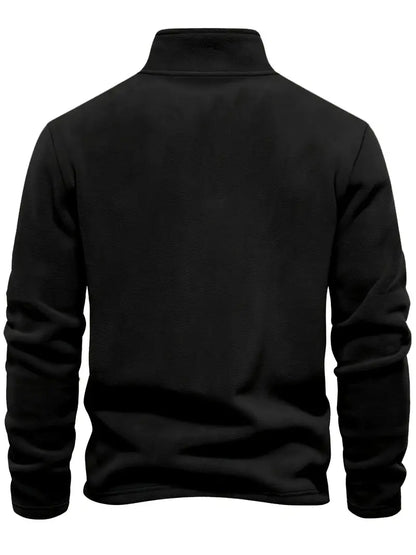 Camisa Henley de lã masculina de outono e inverno - Pulôver com gola alta e meio zíper - Perfeito para clima frio e atividades ao ar livre