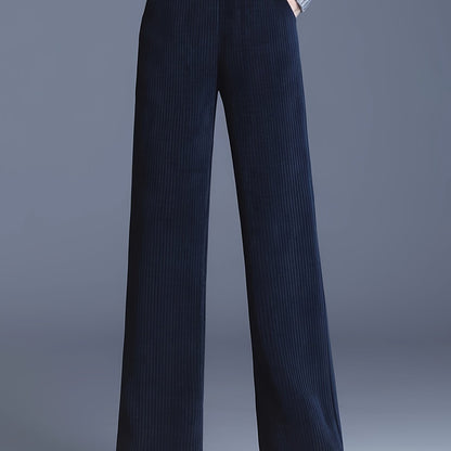 Fleecegefütterte Cordhose mit weitem Bein – Hohe Taille, lässiger gerader Schnitt, Übergröße