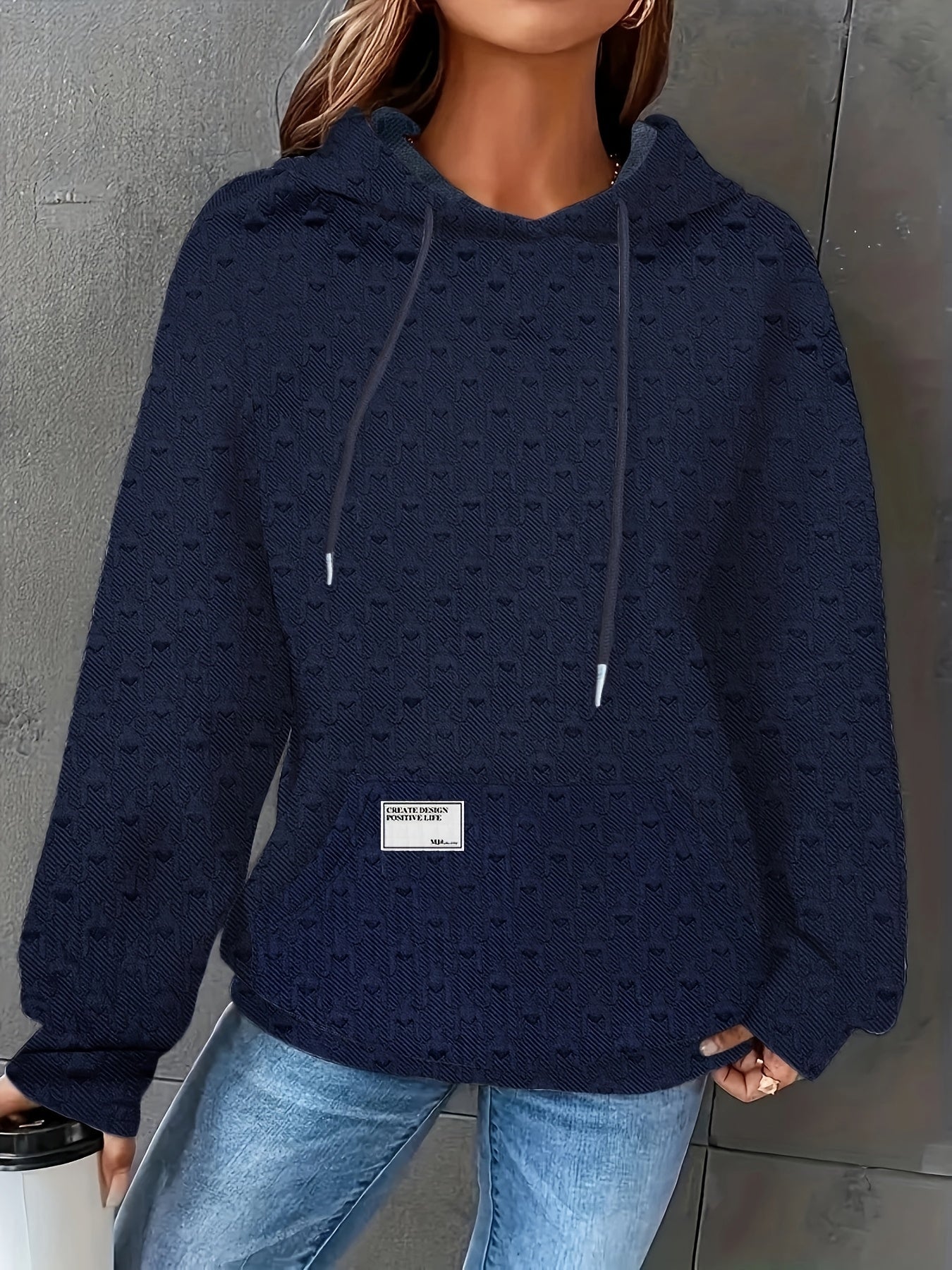 Cozy Waffle Knit Hoodie, Women's Long Sleeve Pullover for Fall/Winter.