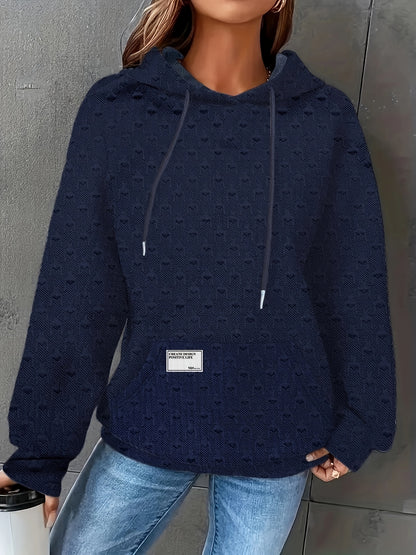 Cozy Waffle Knit Hoodie, Women's Long Sleeve Pullover for Fall/Winter.