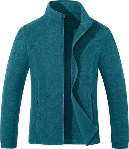 Women's Fleece Jacket Zip Up Coat Lightweight Soft Warm Long Sleeve Jackets with Pockets for Winter