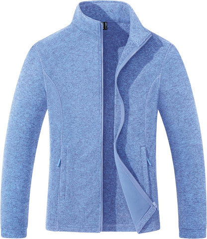 Women's Fleece Jacket Zip Up Coat Lightweight Soft Warm Long Sleeve Jackets with Pockets for Winter