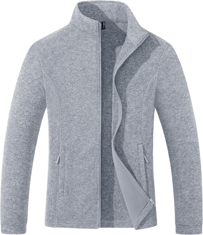 Women's Fleece Jacket Zip Up Coat Lightweight Soft Warm Long Sleeve Jackets with Pockets for Winter