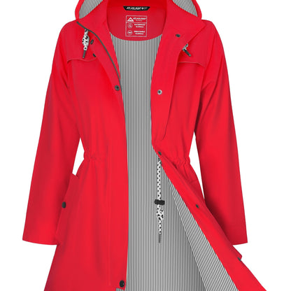 Women'S Lightweight Waterproof Rain Jacket with Hood - Casual Long Sleeve Windbreaker, Lightweight Trench Coat for Outdoor Use, Hooded Windbreaker
