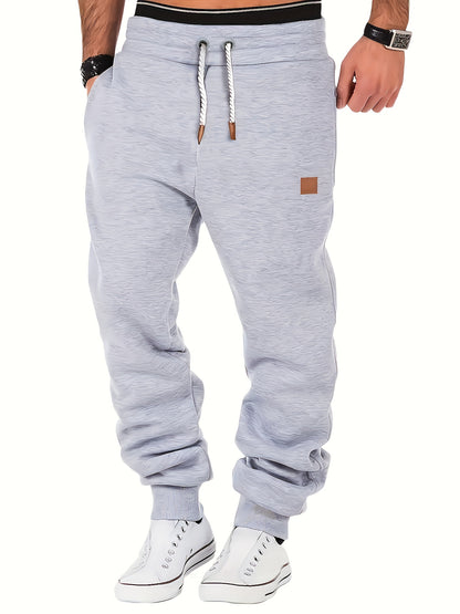 Calças de moletom masculinas com cordão, calças de moletom casuais com bolsos