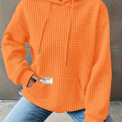 Cozy Waffle Knit Hoodie, Women's Long Sleeve Pullover for Fall/Winter.