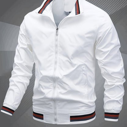 Klassische Bomberjacke mit Baseballkragen für Herren, Windbreaker für Frühling/Herbst