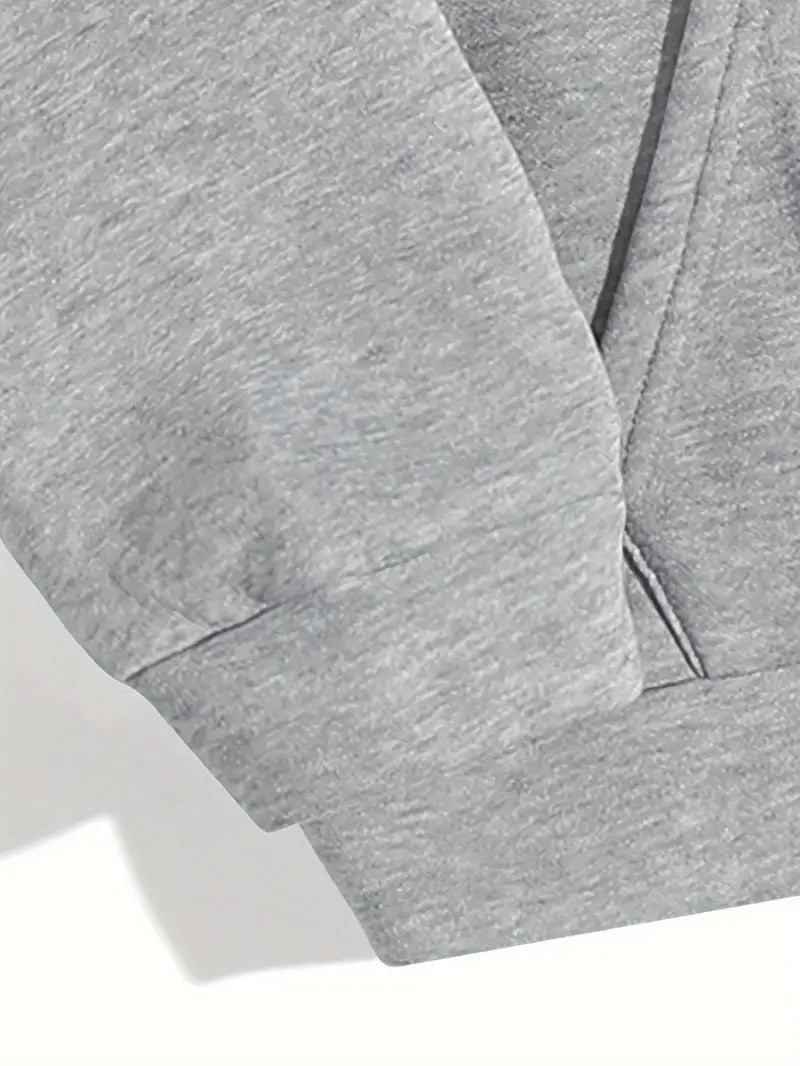 Letter Print Kangaroo Pocket Hoodie – Casual Long Sleeve Drawstring Sweatshirt