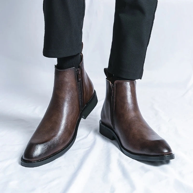 Nathan™ – Elegante Chelsea Boots aus Leder mit Reißverschluss