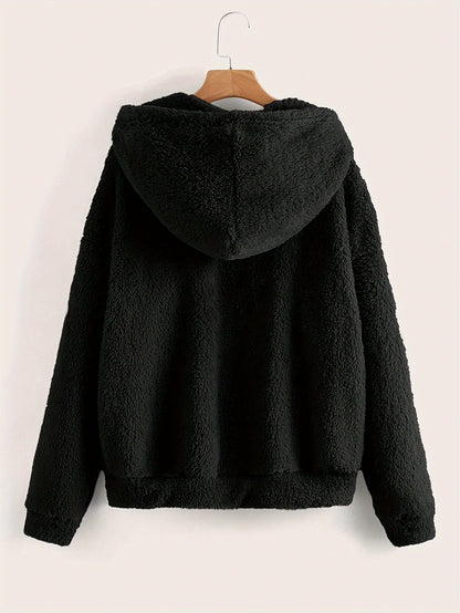 Plaid Hooded Zipper Coat, Casual Fall/Winter Outerwear