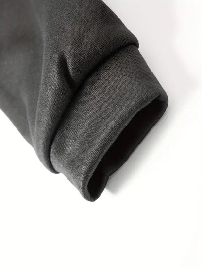 Moletom masculino com forro de lã e meio zíper - Pulôver quente e casual para outono e inverno