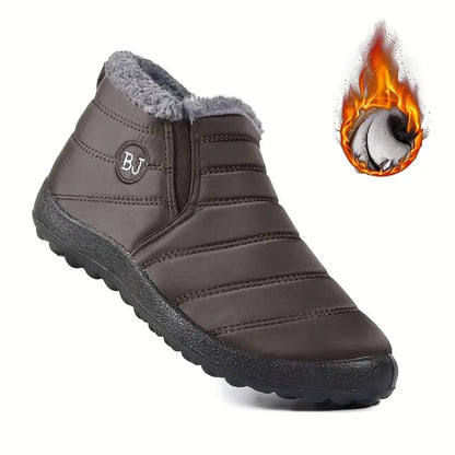 Wasserdichte Damen-Stiefeletten – Niedriger Plateauabsatz, Schlupfstiefel, Plüschfutter