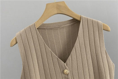 Amelia™ - Conjunto de colete de malha elegante coordenado
