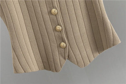 Amelia™ - Conjunto de colete de malha elegante coordenado