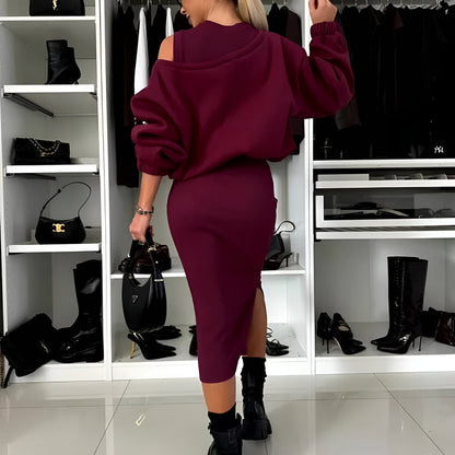Aria™ – Elegantes zweiteiliges Set (Kleid + Pullover)