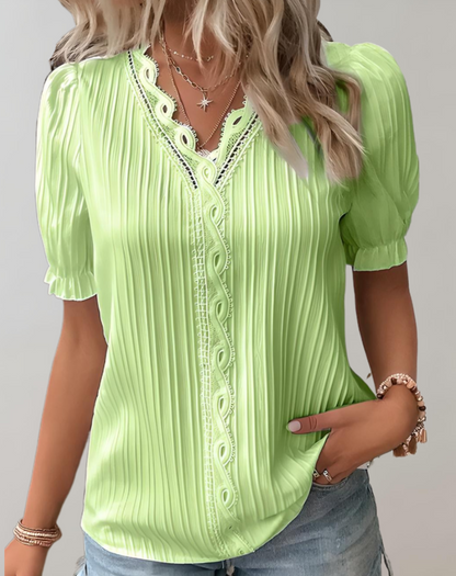 Zoe™ - Top estilo patchwork solto com decote em V