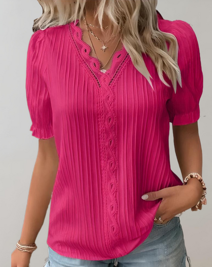 Zoe™ - Top estilo patchwork solto com decote em V
