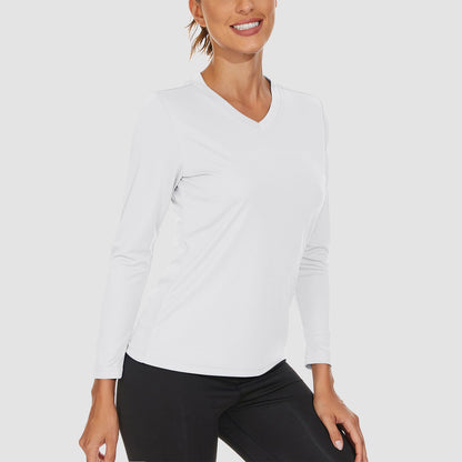 Women's Long Sleeve Shirts UPF 50+ Sun Protection T Shirts V Neck Hiking Shirt Running Workout Performance Tee
