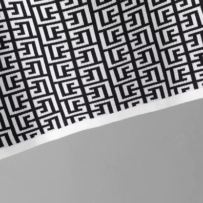 Avery™ - Stilvoller dreiteiliger Anzug mit O-Kragen und Retro-Labyrinth-Karomuster