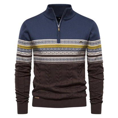 Henry™ - Suéter estiloso Fair Isle com meio zíper