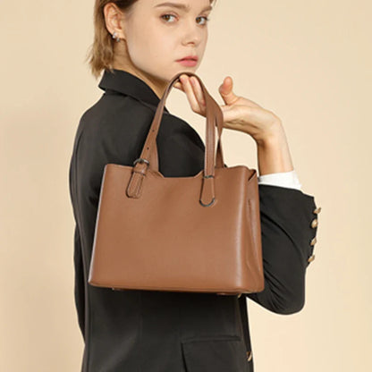 Aria™ - Bolsa de ombro de couro de vaca genuíno com 3 camadas