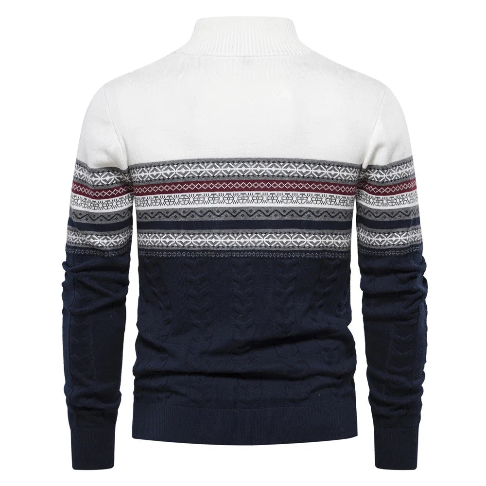 Henry™ - Suéter estiloso Fair Isle com meio zíper