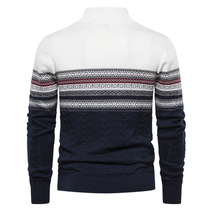 Henry™ - Suéter estiloso Fair Isle com meio zíper