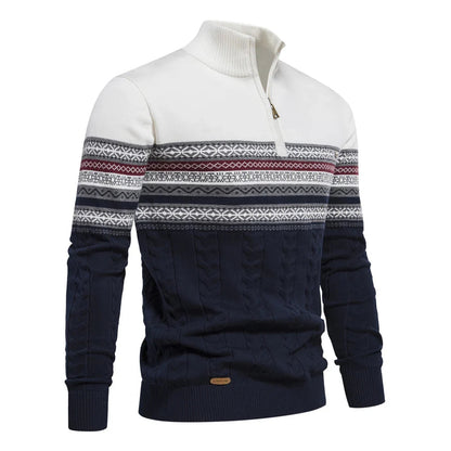 Henry™ - Suéter estiloso Fair Isle com meio zíper