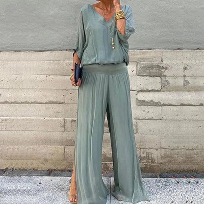 Ellie™ – Elegantes Chiffon-Top mit Hose, zweiteiliges Set