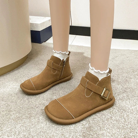 Riley™ - Botas curtas confortáveis ​​de couro de vaca retrô para lazer
