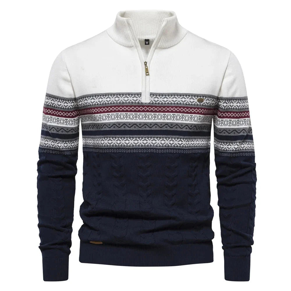 Henry™ - Suéter estiloso Fair Isle com meio zíper