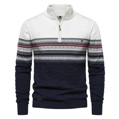 Henry™ - Suéter estiloso Fair Isle com meio zíper