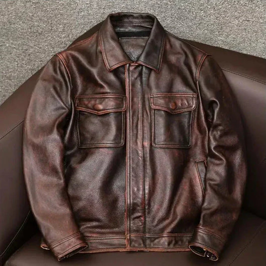 Hunter™ - Jaqueta de couro vegana vintage
