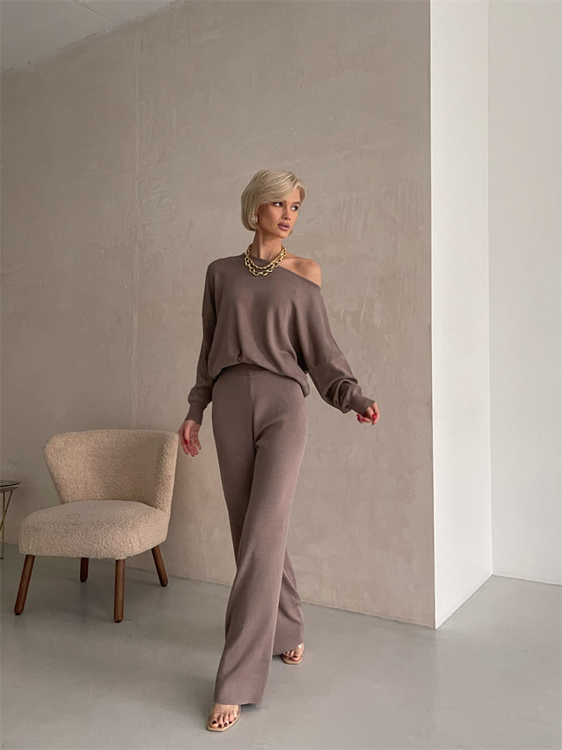 Ellie™ - Conjunto elegante de malha monocromática de inverno