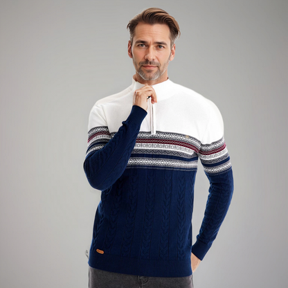 Henry™ - Suéter estiloso Fair Isle com meio zíper