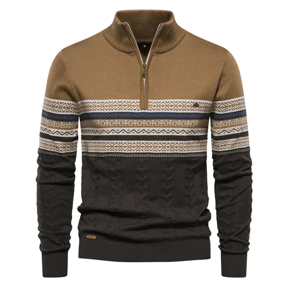 Henry™ - Suéter estiloso Fair Isle com meio zíper