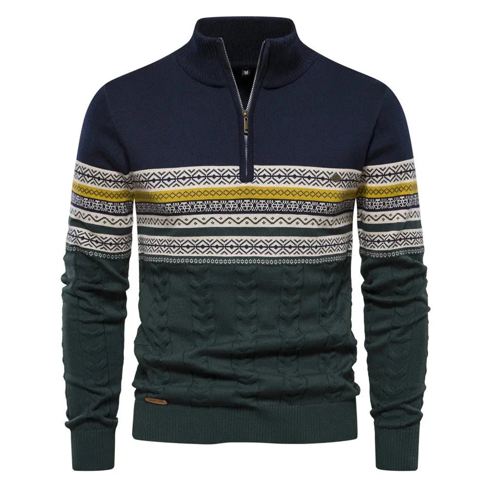 Henry™ - Suéter estiloso Fair Isle com meio zíper