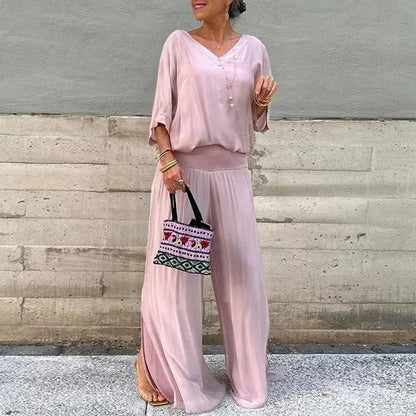 Ellie™ – Elegantes Chiffon-Top mit Hose, zweiteiliges Set