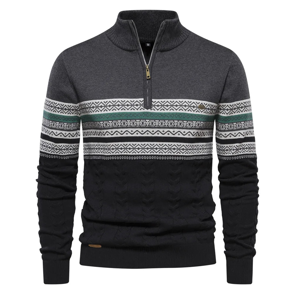 Henry™ - Suéter estiloso Fair Isle com meio zíper