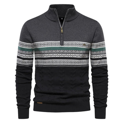 Henry™ - Suéter estiloso Fair Isle com meio zíper