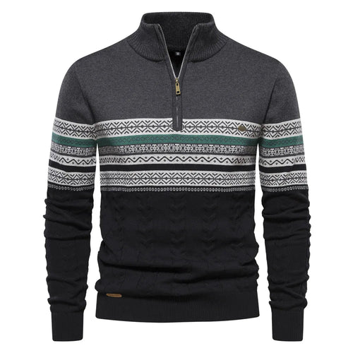 Henry™ - Suéter estiloso Fair Isle com meio zíper