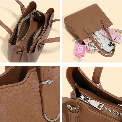 Aria™ - Bolsa de ombro de couro de vaca genuíno com 3 camadas