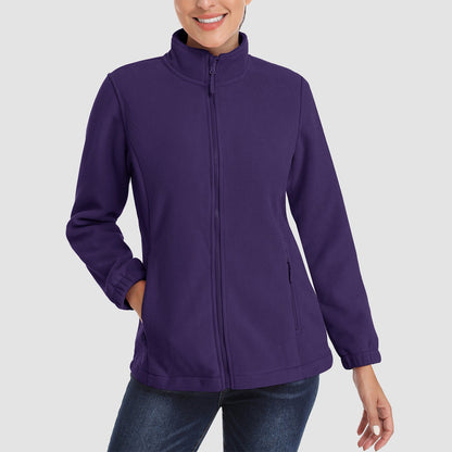 Damen Fleecejacke, weich, durchgehender Reißverschluss, warm, langärmelig, mit 2 Reißverschlusstaschen, Winterjacken 