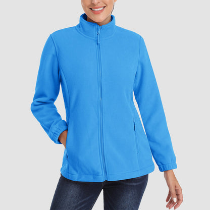 Damen Fleecejacke, weich, durchgehender Reißverschluss, warm, langärmelig, mit 2 Reißverschlusstaschen, Winterjacken 