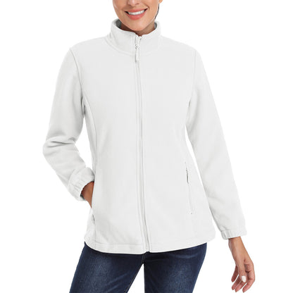 Damen Fleecejacke, weich, durchgehender Reißverschluss, warm, langärmelig, mit 2 Reißverschlusstaschen, Winterjacken 