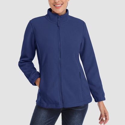 Damen Fleecejacke, weich, durchgehender Reißverschluss, warm, langärmelig, mit 2 Reißverschlusstaschen, Winterjacken 